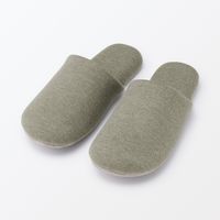 無印良品 綿鹿の子履き心地やわらか足なりスリッパ Ｌ ２５～２７．５ｃｍ用 グリーン 良品計画