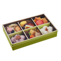 中央化学 折箱 WD-2 若草/濃茶F 6仕切(ボ) 00730520 1ケース(180個(20個×9))（直送品）