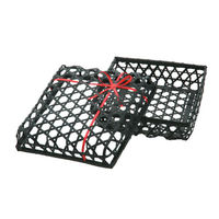 アサヒグリーン 装飾品 六ッ目正方フタ付 リボンBK 3568 1ケース(52個(1個×52))（直送品）