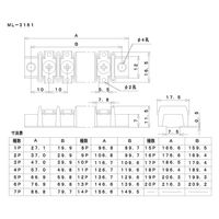 サトーパーツ 中継用ねじ式端子台 M3平小ねじ 10mmピッチ 1列 6A 250V 3極 ML-3161-3P 1個（直送品）