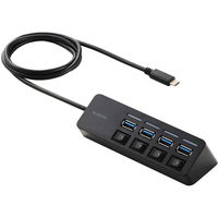 USBハブ タイプC接続 1m USB-A×4 スイッチ付 USB3.2(Gen1) U3HC-S040EBK エレコム 1個（直送品）