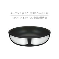 サーモス 取っ手のとれるフライパン 26cm IH/ガス火対応 ステンレス KVF-026 S 1個 食洗機対応 フッ素化合物不使用