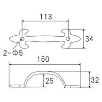 フジテックジャパン イカリハンドル 大 ブラック 24個入 取手金具 黒 1100100011107 1箱(24個入)（直送品）