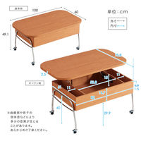 リソル キャスター付き リフティングセンターテーブル 幅1000×奥行600×高さ491mm ナチュラル SH-LI-100003 1台（直送品）