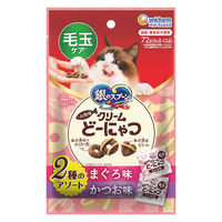 銀のスプーン お魚味クリーム どーにゃつ 毛玉ケア 2種アソート まぐろ味 かつお味 国産 72g（6g×12袋）3袋 キャットフード