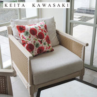 川島織物セルコン KEITA KAWASAKI クリスマスブッシュ 背当てクッションカバー 450×450mm レッド 1枚（直送品）