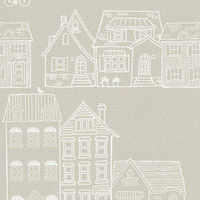 菊池襖紙工場 貼ってはがせてのり残りしない壁紙 家並み 45cm×2.5m巻き JK4556-12 1梱包（12本入）（直送品）