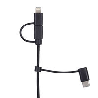 ナカバヤシ 3in1マルチケーブル ブラック 0.8m ZUH-LNCMBA208BK 1個（直送品）