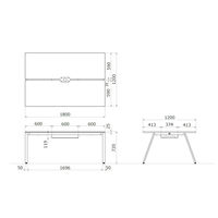オカムラ VILLAGE VD-A　ワークテーブル　幅1800×奥行1200×高さ720mm　天板ホワイト/脚ブラック 1台（取寄品）