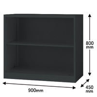 オカムラ スチール収納VILLAGE オープン（シェルビング） 2段 本体（下置き） 幅900×奥行450×高さ800mm ブラック 1台（取寄品）