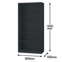オカムラ スチール収納VILLAGE オープン（シェルビング） 5段 本体（下置き） 幅900×奥行450×高さ1850mm ブラック 1台（取寄品）