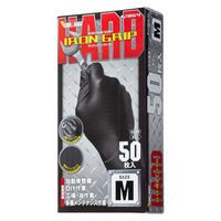 【使いきりニトリル手袋】 川西工業 アイアングリップハード #2064 粉なし ブラック M 1箱（50枚入）