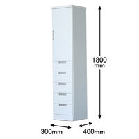 【設置込】サン キッチンボード スリムII 上 片開き・下 引出し 30HT ホワイト 幅300×奥行400×高さ1800mm 1台（取寄品）