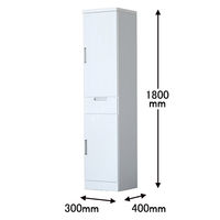 【設置込】サン キッチンボード スリムII 上 片開き・下 片開き 30TT ホワイト 幅300×奥行400×高さ1800mm 1台（取寄品）