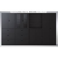 【組立設置込】イトーキ シンラインキャビネット ダストボックス ゴミ箱 両開き 本体（下置き） ブラック 幅900×奥行450×高さ1098mm 1台（直送品）