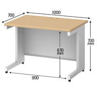 プラス スチールOAデスク フラットライン 平机 引出し無 天板メープル/脚ホワイト 幅1000×奥行700×高さ700mm 1台