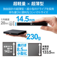 ポータブルDVDドライブ ロジテック USB3.2 書込ソフト付 LDR-PML8U3LBK 1個