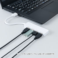 ナカバヤシ USB3.2 Gen1対応 USB A 4ポートハブ ホワイト UH-3454W 1個