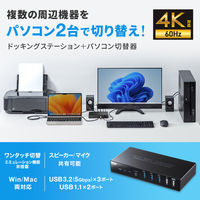 サンワサプライ TypeーC接続・HDMI接続対応パソコン切替器(エミュレーション非搭載) SW-KVM2DK 1個