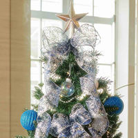 ストア・エキスプレス ウッドポットクリスマスツリーセット ブルーシルバー 高さ210×幅112cm 8736-1848 1セット（直送品）