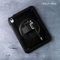 iPad11インチA16 iPad10.9インチ 第10世代 耐衝撃ケース 縦横スタンド可能 360度回転ホール 長さ調節が可能ハンドル 黒（直送品）