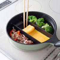 センターエッグトリプルパン mini 20cm オリーブ A-78052 1個 仕切りフライパン IH・ガス火対応 アーネスト