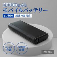 オウルテック バッテリー残量が数値で分かる 20000mAh PD60W モバイルバッテリー OEC-LPB20017-BK 1個
