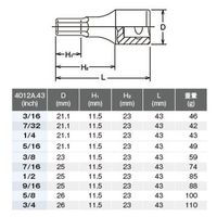 エスコ 1/2”DR/3/16”ー3/4” [INHEX]ソケットセット EA618CS-100A 1セット（直送品）