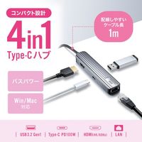 エスコ [USB Type C] ドッキングハブ(HDMI+LAN付) EA764BY-167 1個（直送品）