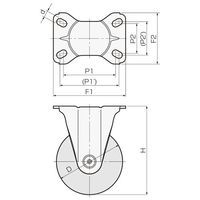 エスコ 125mm キャスター(ゴム車/固定/ステンレス製) EA986PN-334 1個（直送品）