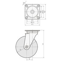 エスコ 125mm キャスター(ゴム車/自在/ステンレス製) EA986PN-344 1個（直送品）