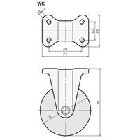 エスコ 75mm キャスター(ゴム車/固定/ステンレス製) EA986PN-361 1個（直送品）