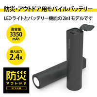 エレコム モバイルバッテリー/3350mAh/2.4A/LED機能付/ブラック DE-M20L-3350BK 1個