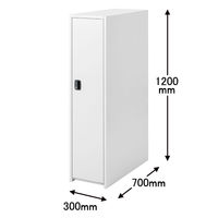 エムテックス デスクサイド個人用ロッカー（シリンダー錠） 幅300×奥行700×高さ1200mm ホワイト 1台（直送品）