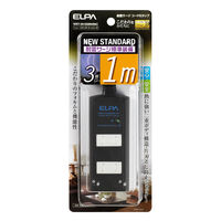 朝日電器 耐雷コード付タップ3個口1M WBT-3010SBN(BK) 1セット(3個)