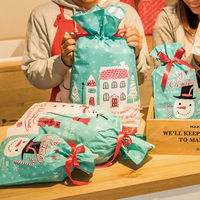 ヘッズ クリスマスミントブルーリボン付PEギフトバッグ‐M(20枚 XMB-RBM 1セット(20枚×5パック)（直送品）