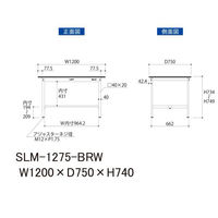 【車上渡し】山金工業 ワークテーブルLAB 実験台 指紋レス天板 固定式 幅1200×奥行750×高さ740mm ブラウン 1台（直送品）