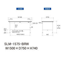 【車上渡し】山金工業 ワークテーブルLAB 実験台 指紋レス天板 固定式 幅1500×奥行750×高さ740mm ブラウン 1台（直送品）