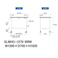 【車上渡し】山金工業 ワークテーブルLAB 実験台 指紋レス天板 移動式 幅1200×奥行750×高さ1035mm ブラウン 1台（直送品）