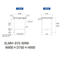 【車上渡し】山金工業 ワークテーブルLAB 実験台 指紋レス天板 固定式 幅900×奥行750×高さ950mm ブラウン 1台（直送品）