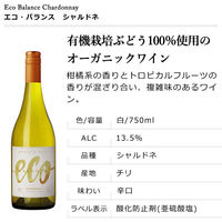 チリ　エコ・バランス　シャルドネ  白ワイン　750ml　1本　ワイン・イン・スタイル