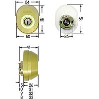 AGENT(エージェント) MIWA取替シリンダー TOSTEMタイプ(鍵5本付) ゴールド 2個同一 LS5-TSM 大黒製作所 1セット（直送品）