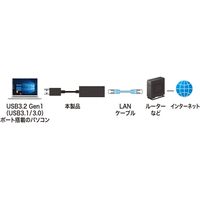 サンワサプライ USB3.2-LAN変換アダプタ(ブラック) USB-CVLAN1BKN 1個（直送品）
