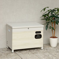 MOJYU パオラ ベンチ収納宅配ボックス グレージュ/ホワイト木目 1台（直送品）