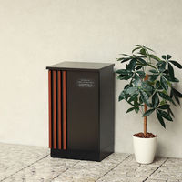 MOJYU レンツォ 宅配ボックス ブラック/ウォールナット木目 1台（直送品）