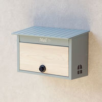 MOJYU リア 壁掛けポスト ブルーグレー/ホワイト木目 1台（直送品）