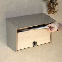 MOJYU リア 壁掛けポスト ミルクティーベージュ/ホワイト木目 1台（直送品）