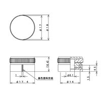 サトーパーツ つまみ Φ17.4 黒 シルバー(アルミ) 指示線:黒 シャフト径Φ6用 K-52-KE-3 1個 63-3146-88（直送品）