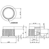 アズワン つまみ Φ25 黒 指示線あり シャフト径Φ6用 63-3146-82 1個（直送品）