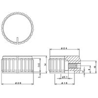 サトーパーツ つまみ Φ26 シルバー(アルミ) 指示位置あり シャフト径Φ6用 K-32 1個 63-3146-83（直送品）